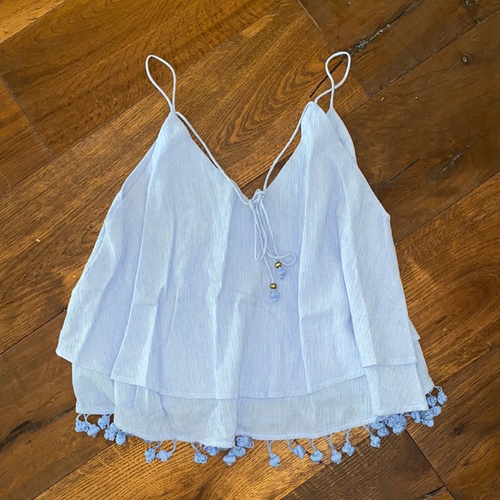 Blue tassel top